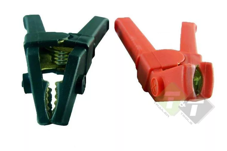 Accu laadklemmen set, 500 Ampere, 2 stuks rood en zwart, haaks model