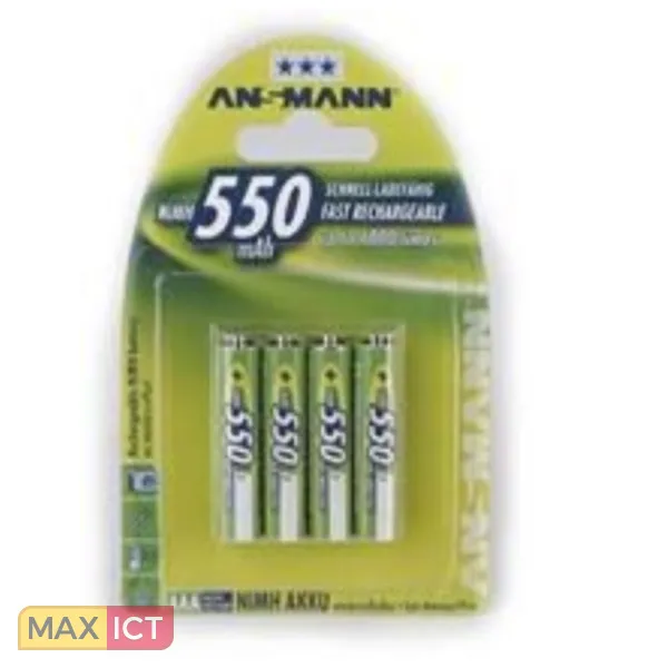ANSMANN BLISTER 4 X ACCU, AAA, 550 MAH AAA / HR03 NIKKELMETAALHYDRIDE (NIMH)