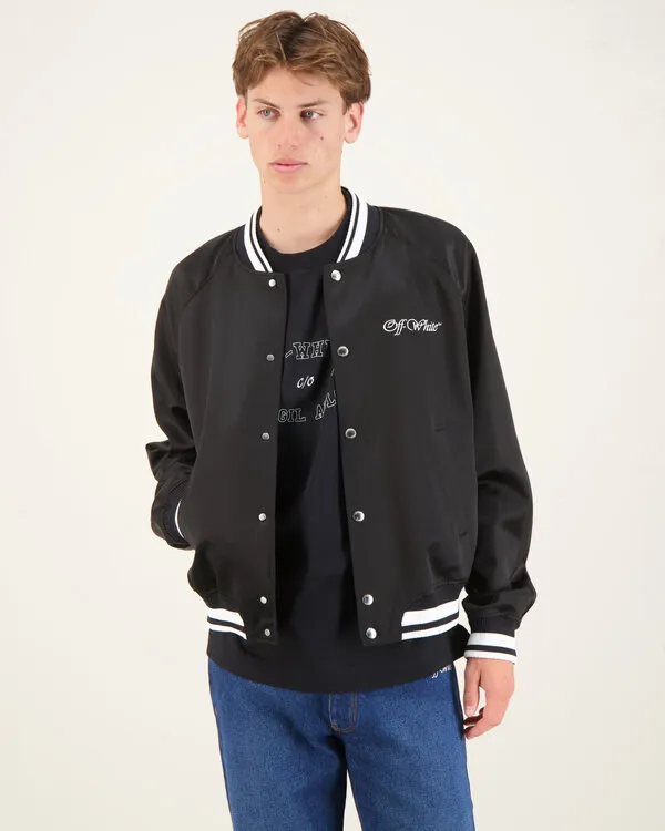 College Satin Souvenir Jacket Zwart