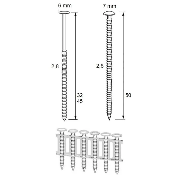 Dutack Fasteners Coilnagel RVS 2,8x65mm ring lenskop sheetgebonden