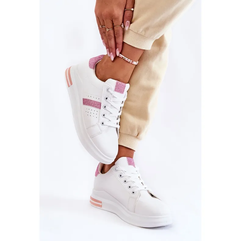 FK2 Dames sportschoenen gebonden wit en roze Otylia