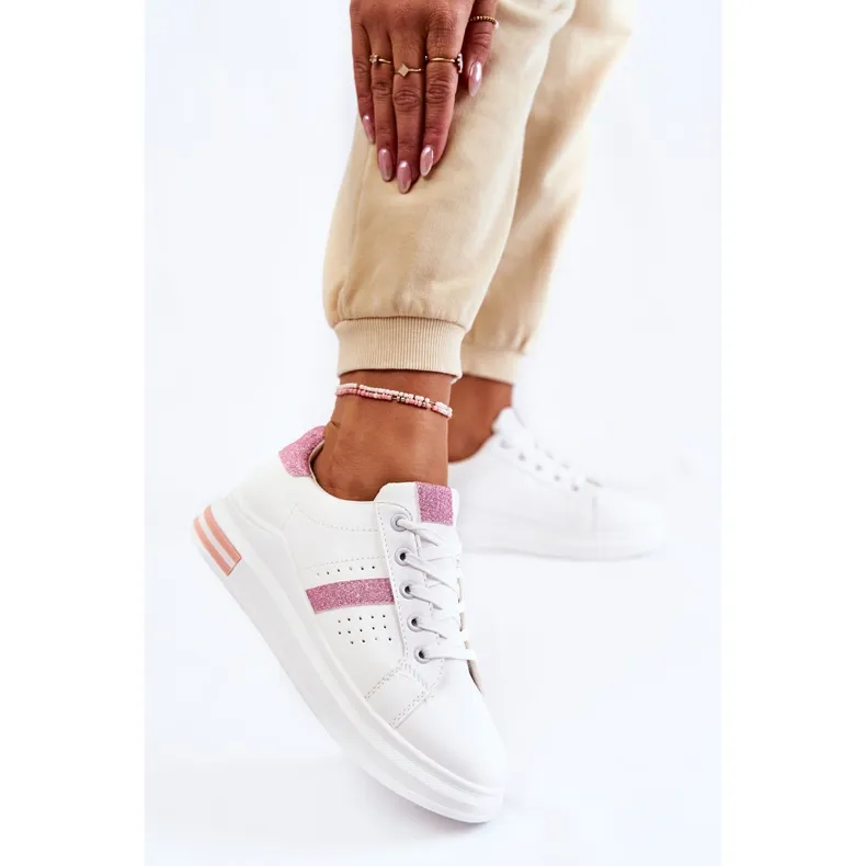 FK2 Dames sportschoenen gebonden wit en roze Otylia
