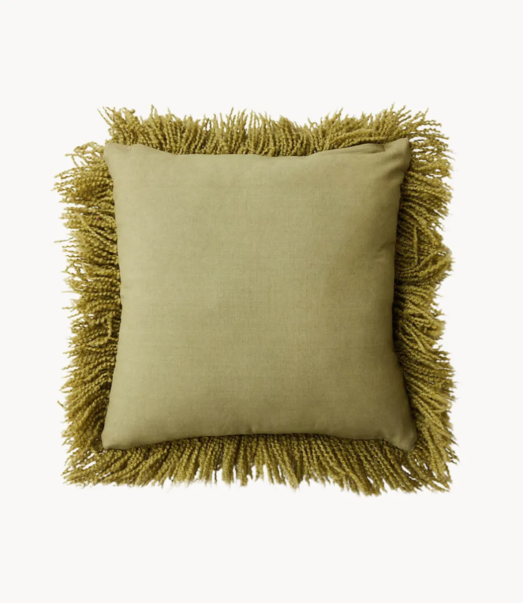 HKliving Kussen Fluffy cushion olive (50x50cm)